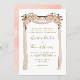 Elegante Peach Wassercolor Blumenstrauß Einladung