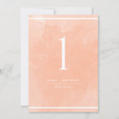 Elegante Peach Wassercolor Tischnummer (Vorderseite)