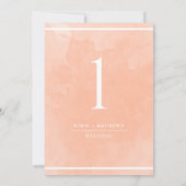 Elegante Peach Wassercolor Tischnummer (Rückseite)