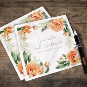 Elegante Peach Wedding Custom Floral Serviette