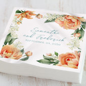 Elegante Peach Wedding Custom Floral Serviette