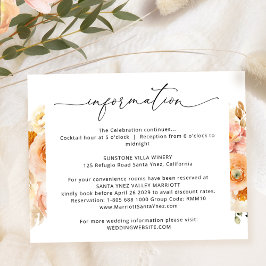 Elegante Peach Wedding Details, Hochzeitsinformati Begleitkarte
