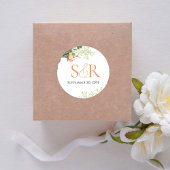 Elegante Peach Wedding Floral Custom Runder Aufkleber