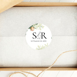 Elegante Peach Wedding Floral Custom Runder Aufkleber