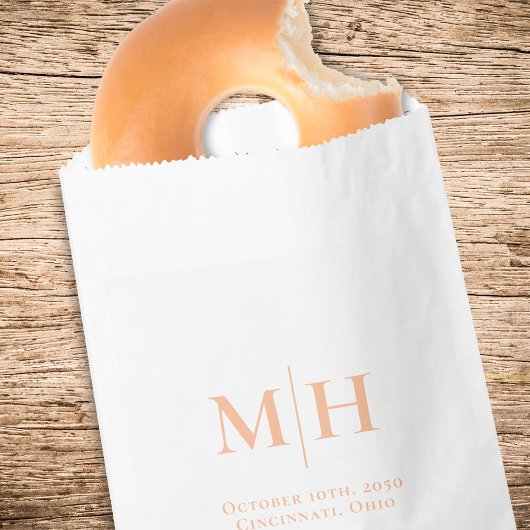 Elegante Peach Wedding Monogram Custom Geschenktütchen