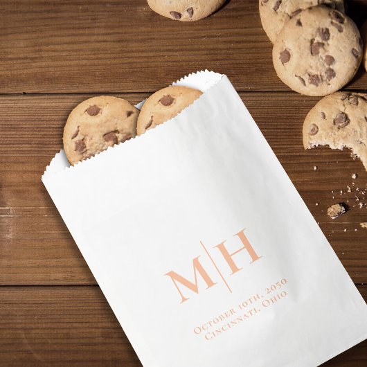 Elegante Peach Wedding Monogram Custom Geschenktütchen