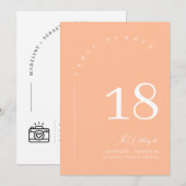 Elegante Peach Wedding Seating Chart Tischnummer (Vorne/Hinten)