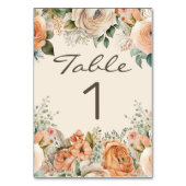 Elegante Peach White Floral Eukalyptus Wedding Tischnummer (Rückseite)