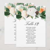 Elegante Peach White Floral Wedding Tischnummer (Vorne/Hinten)