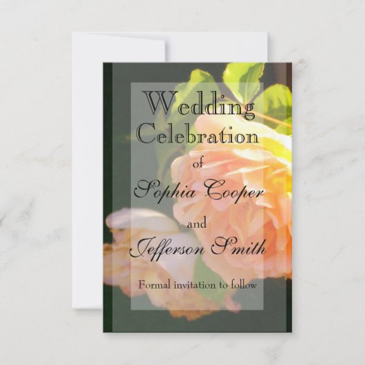 Elegante, peachy-orange Rose Save The Date (Vorderseite)