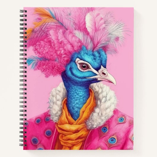 Elegante Peacock Animal Fashion Art Pink Notizblock (Vorderseite)