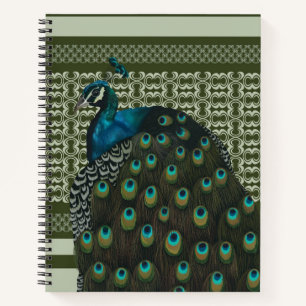 Elegante Peacock Bird Bird Liebhaber Notizblock