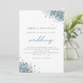 Elegante Peacock Blue Glitzer Wedding Einladung (Stehend Vorderseite)