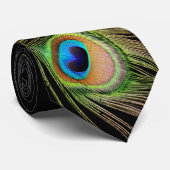 Elegante Peacock Feather Black Krawatte (Gerollt)