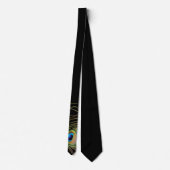 Elegante Peacock Feather Black Krawatte (Rückseite)