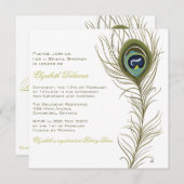 Elegante Peacock Feather Bridal Dusche Einladung (Vorne/Hinten)