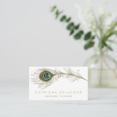 Elegante Peacock Feather Stilvolle Visitenkarte (Stehend Vorderseite)