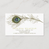 Elegante Peacock Feather Stilvolle Visitenkarte (Rückseite)