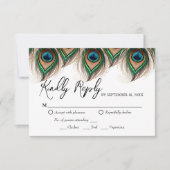 Elegante Peacock Feather Wedding RSVP Card Karte (Vorderseite)