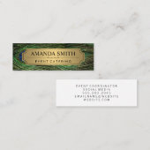 Elegante Peacock Feathers Imitate Metallic Gold Mini Visitenkarte (Vorne/Hinten)