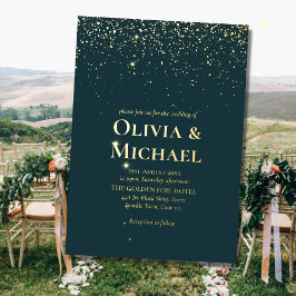 Elegante Peacock Green Blue Gold Hochzeit Folieneinladung