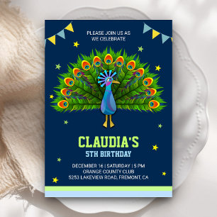 Elegante Peacock Kindergeburtstag Party Einladung