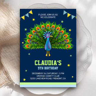 Elegante Peacock Kindergeburtstag Party Einladung