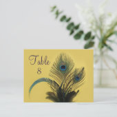 Elegante Peacock-Tischnummer (gelb) Postkarte (Stehend Vorderseite)