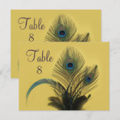 Elegante Peacock-Tischnummer (gelb) Postkarte (Vorne/Hinten)