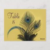 Elegante Peacock-Tischnummer (gelb) Postkarte (Rückseite)