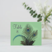 Elegante Peacock-Tischnummer (grün) Postkarte (Stehend Vorderseite)