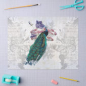 Elegante Peacock Vintage Illustration Ephemera Seidenpapier (Basteln)