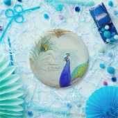 Elegante Peacock w Feather Vintage Wedding Pappteller (Party)