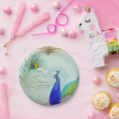 Elegante Peacock w Feather Vintage Wedding Pappteller (Party)