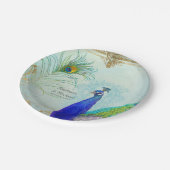 Elegante Peacock w Feather Vintage Wedding Pappteller (Schrägansicht)