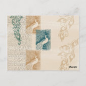 Elegante Peacocks-Tischnummer Postkarte (Rückseite)