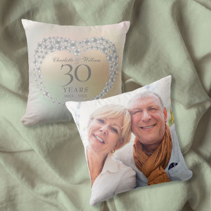 Elegante Pearl 30. Hochzeitsjubiläums-Foto Kissen