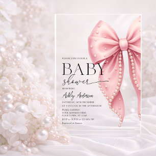 Elegante Pearl-Bogen Mädchen-Baby-Party Acryleinladungen