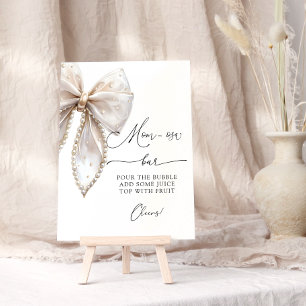 Elegante Pearl Bow Baby Shower Mama-osa Bar Poster