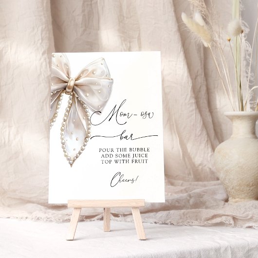 Elegante Pearl Bow Baby Shower Mama-osa Bar Poster