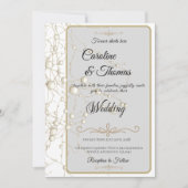 Elegante Pearl Gold Script Hochzeit Romantische Pe Einladung (Vorderseite)