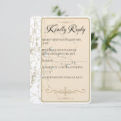 Elegante Pearl Gold Script Hochzeit Romantische Pe RSVP Karte (Stehend Vorderseite)