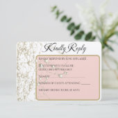 Elegante Pearl Gold Script Hochzeit Romantische Pe RSVP Karte (Stehend Vorderseite)