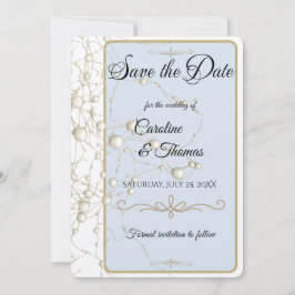 Elegante Pearl Gold Script Hochzeit Romantische Pe Save The Date