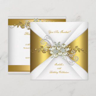 Elegante Pearl Gold Silver Diamond Geburtstagspart Einladung