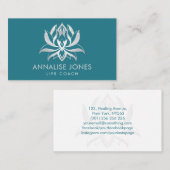 Elegante Pearl Lotus Blume auf Aquamarinem Blau Visitenkarte (Vorne/Hinten)