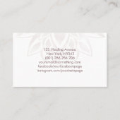 Elegante Pearl Rose Gold Glitzer Lotus Blume Visitenkarte (Rückseite)