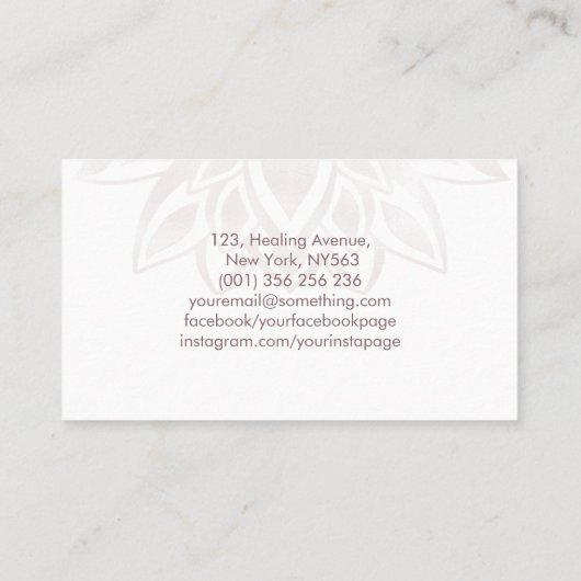 Elegante Pearl Rose Gold Glitzer Lotus Blume Visitenkarte (Rückseite)