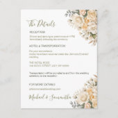 Elegante Pearl White und Elvory Rose Wedding Begleitkarte (Vorderseite)
