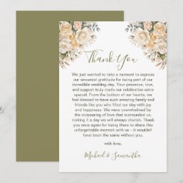 Elegante Pearl White und Elvory Rose Wedding Dankeskarte